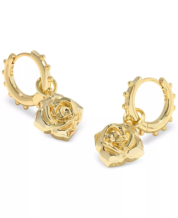 Alfani Kendra Scott 14k Gold-Plated Removable Rose Charm Huggie Hoop Earrings Jewelry & Watches