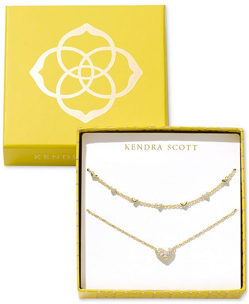 alfani Kendra Scott 2-Pc. Set Pavé Heart 19" Necklaces Jewelry & Watches