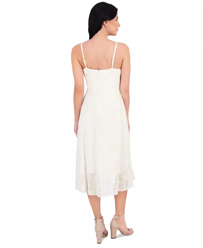 Alfani Kensie Women's Ruffled Lace High-Low Midi Dress Women's Fashion Shoes & Accessories