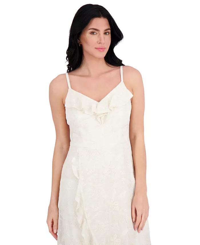 Alfani Kensie Women's Ruffled Lace High-Low Midi Dress Women's Fashion Shoes & Accessories