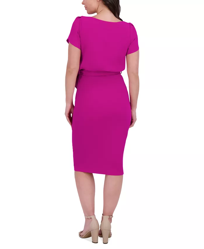 Alfani Kensie Women's Tulip-Sleeve Tie-Waist Sheath Dress Women's Fashion Shoes & Accessories
