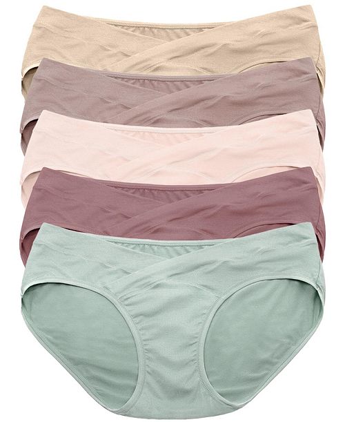 alfani Kindred Bravely Maternity Under-the-Bump Bikini Underwear (5-Pack) Women's Fashion Shoes & Accessories