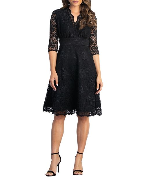alfani Kiyonna Women's Mademoiselle Lace Cocktail Dress with Sleeves Women's Fashion Shoes & Accessories
