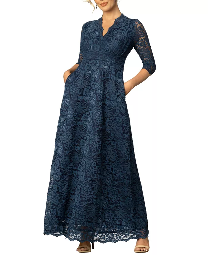 Alfani Kiyonna Women's Maria Lace A-Line Evening Gown With Pockets Women's Fashion Shoes & Accessories