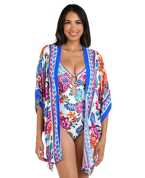 alfani La Blanca Women's Paradiso Open-Front Cover-Up Kimono Women's Fashion Shoes & Accessories
