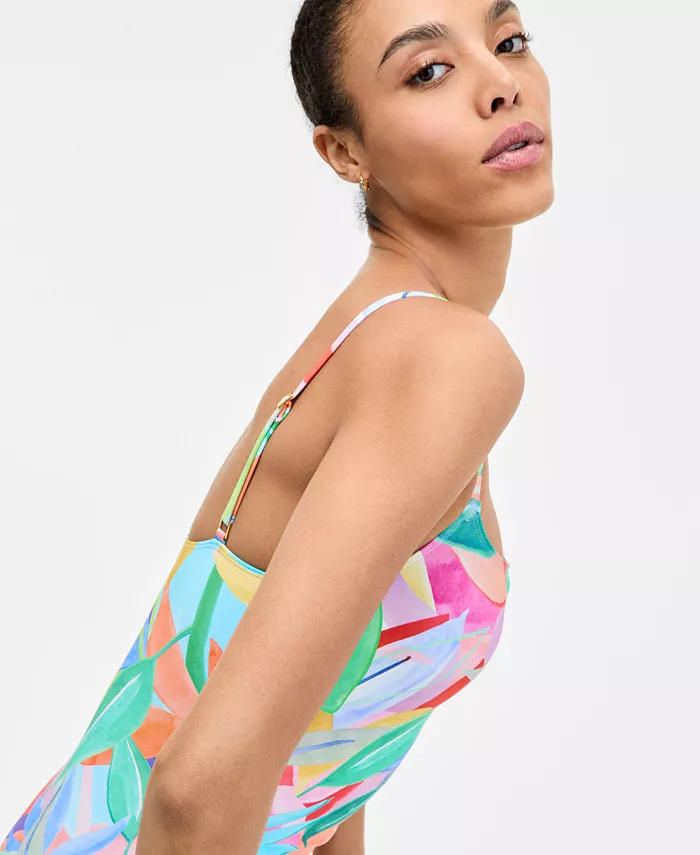 Alfani La Blanca Women's Tropi-Flage Printed Scoop-Neck One-Piece Swimsuit Exclusively At Macy's Women's Fashion Shoes & Accessories