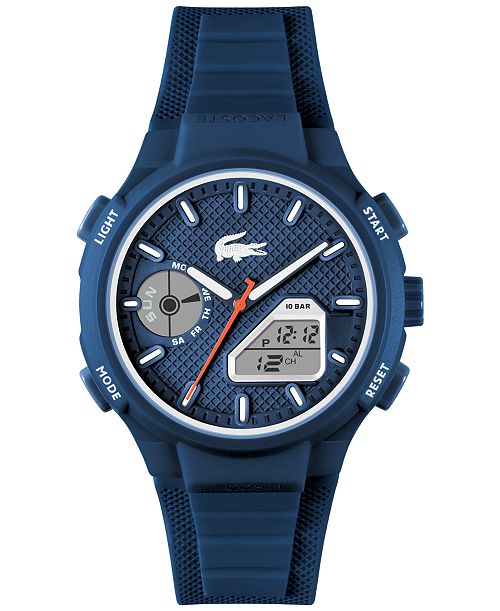 Lacoste Men's LC33 Blue Silicone Strap Watch 45mm Jewelry & Watches