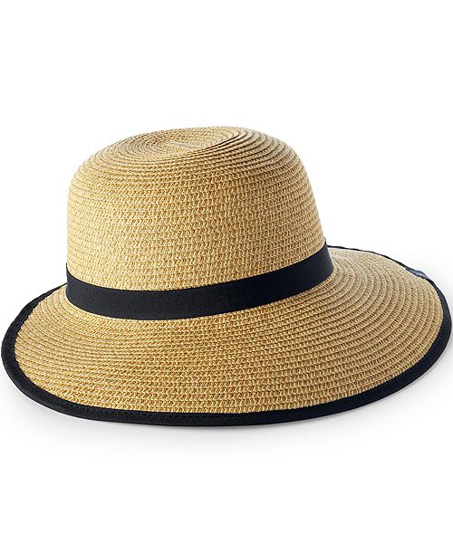 alfani Lands' End Facesaver Lay-Back Straw Hat Handbags Purses & Accessories