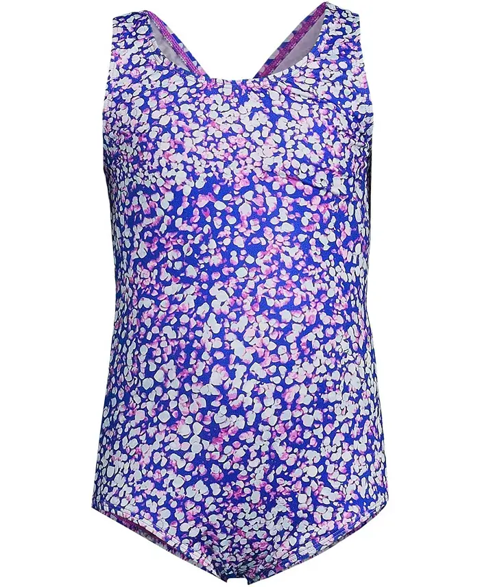 Alfani Lands' End Girls Chlorine Resistant One Piece UPF 50 Swimsuit Kids