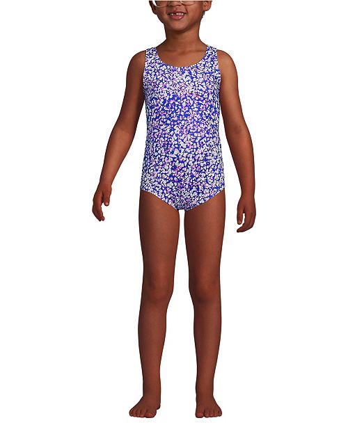 alfani Lands' End Girls Chlorine Resistant One Piece UPF 50 Swimsuit Kids