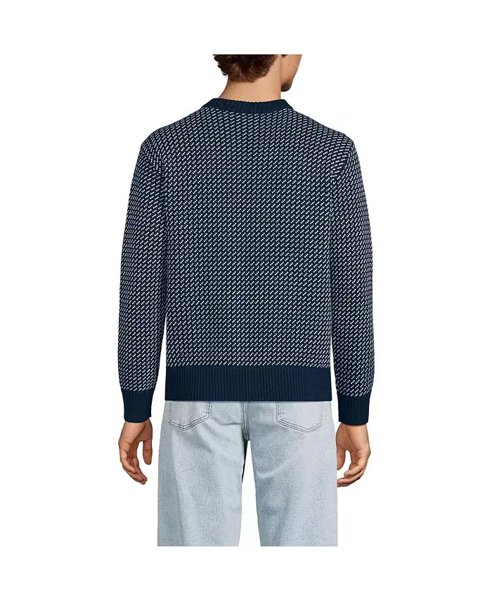 Alfani Lands' End Men's Drifter Jacquard Button Up Crewneck Sweater Men's Fashion & Accessories