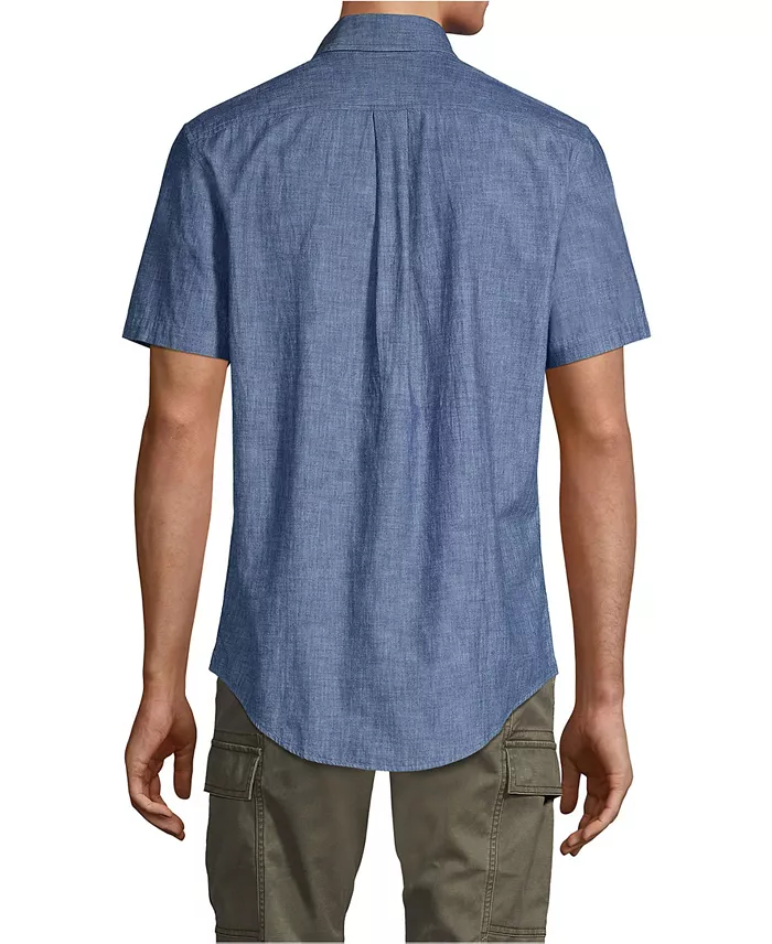 Alfani Lands' End Men's Short Sleeve Button Down Chambray Shirt Men's Fashion & Accessories