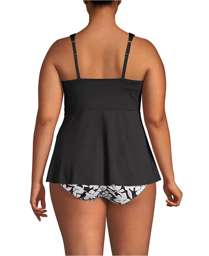 Alfani Lands' End Plus Size Adjustable Scoop Neck Flutter Tankini Top Women's Fashion Shoes & Accessories
