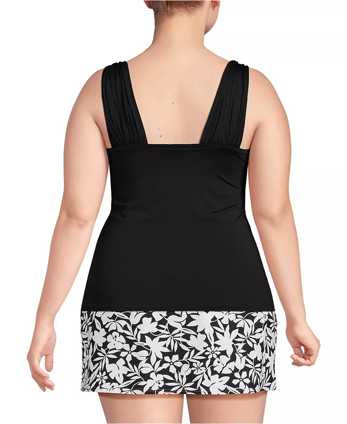 Alfani Lands' End Plus Size Cap Sleeve High Neck Tankini Swimsuit Top Women's Fashion Shoes & Accessories