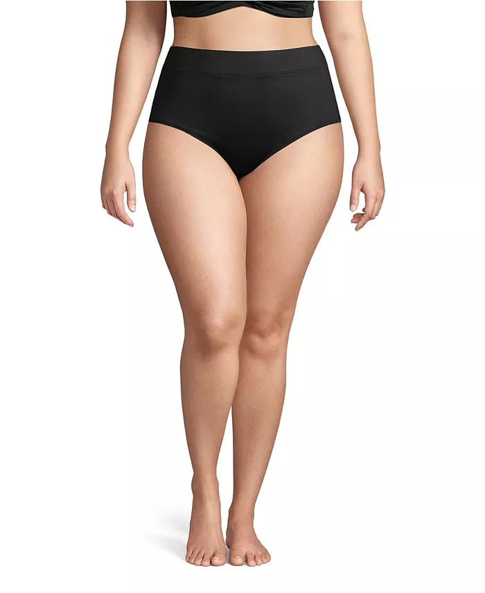 Alfani Lands' End Plus Size Tummy Control High Waisted Bikini Swim Bottoms Women's Fashion Shoes & Accessories
