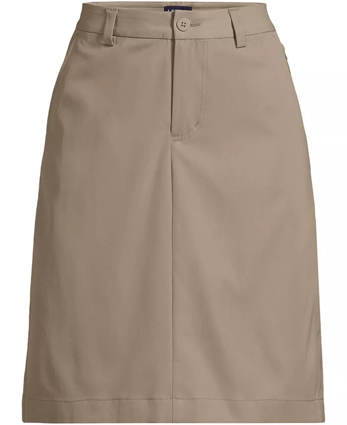 Alfani Lands' End Women's Active Performance Chino Skort Top Of The Knee Women's Fashion Shoes & Accessories
