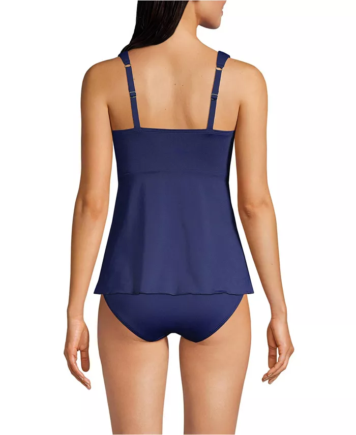 Alfani Lands' End Women's Adjustable Scoop Neck Flutter Tankini Top Women's Fashion Shoes & Accessories