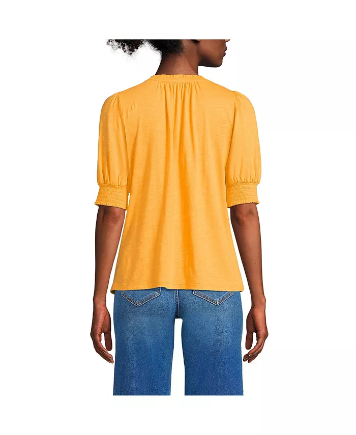 Alfani Lands' End Women's Button Pintuck Puff Sleeve Top Women's Fashion Shoes & Accessories