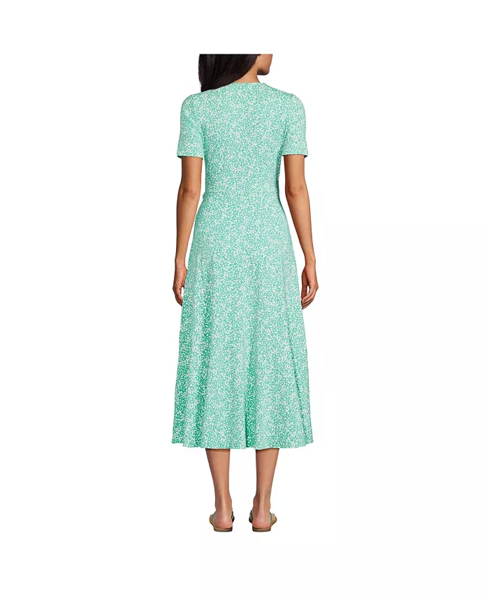 Alfani Lands' End Women's Cotton Modal Vneck Wrap Midi Dress Women's Fashion Shoes & Accessories