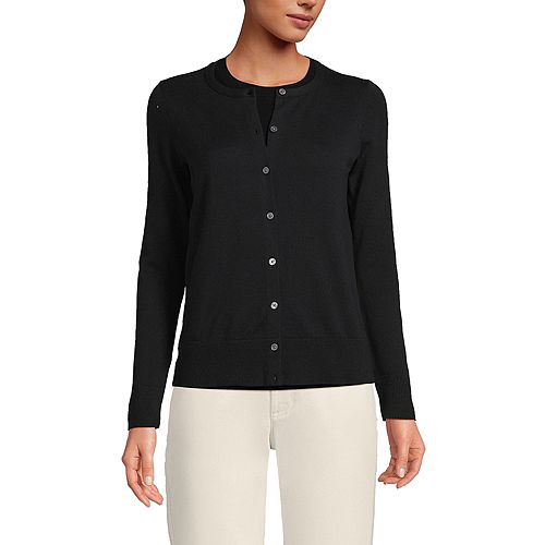 alfani Lands' End Women's Fine Gauge Cotton Cardigan Sweater Women's Fashion Shoes & Accessories