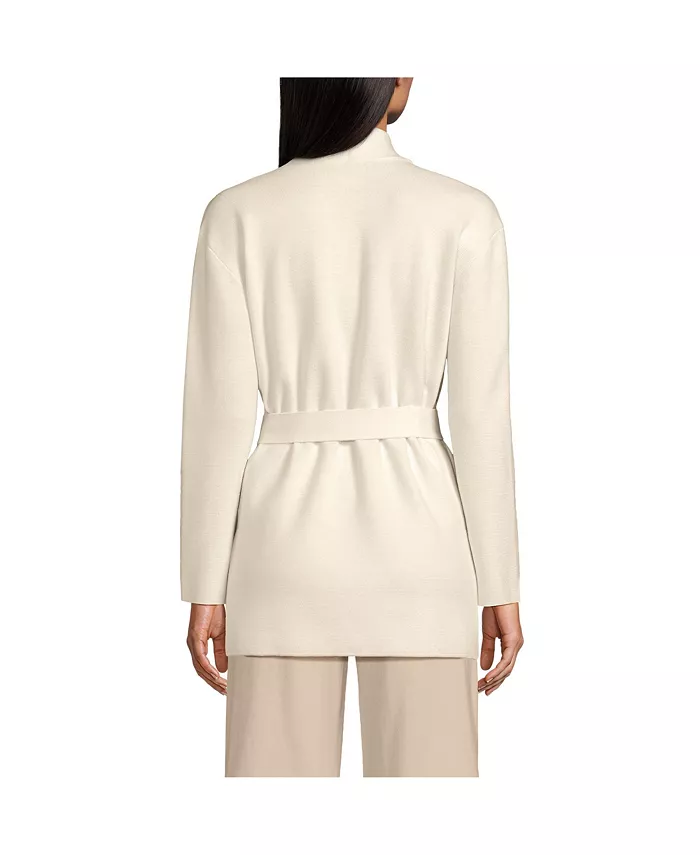 Alfani Lands' End Women's Fine Gauge Milano Belted Long Line Cardigan Sweater Women's Fashion Shoes & Accessories