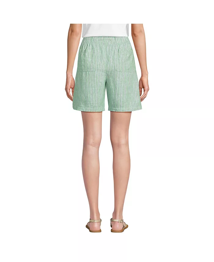 Alfani Lands' End Women's Linen High Rise Pull On 7" Shorts Women's Fashion Shoes & Accessories