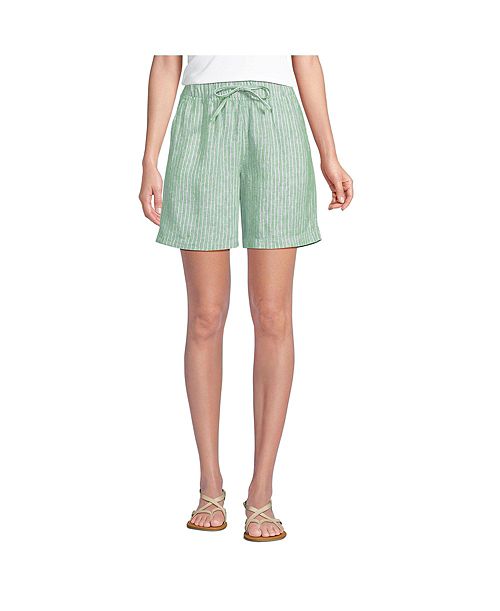 alfani Lands' End Women's Linen High Rise Pull On 7" Shorts Women's Fashion Shoes & Accessories