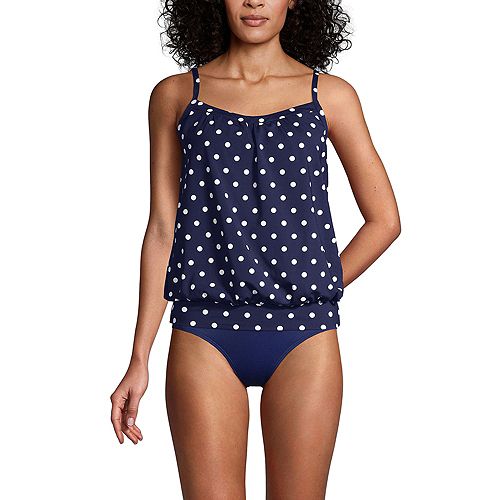 alfani Lands' End Women's Long Blouson Tummy Hiding Tankini Swimsuit Top Adjustable Straps Women's Fashion Shoes & Accessories