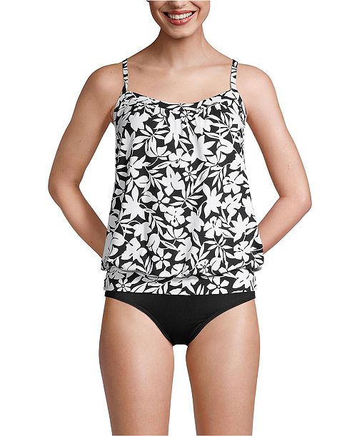alfani Lands' End Women's Petite Blouson Tummy Hiding Tankini Swimsuit Top Adjustable Straps Women's Fashion Shoes & Accessories