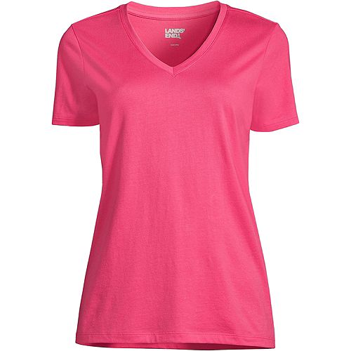 alfani Lands' End Women's Relaxed Supima Cotton V-Neck T-Shirt Women's Fashion Shoes & Accessories