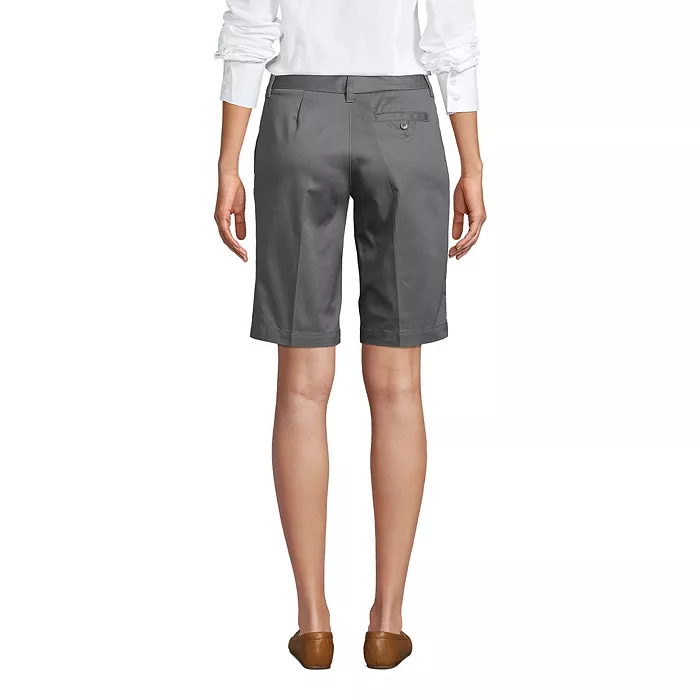 Alfani Lands' End Women's School Uniform Plain Front Blend Chino Shorts Women's Fashion Shoes & Accessories