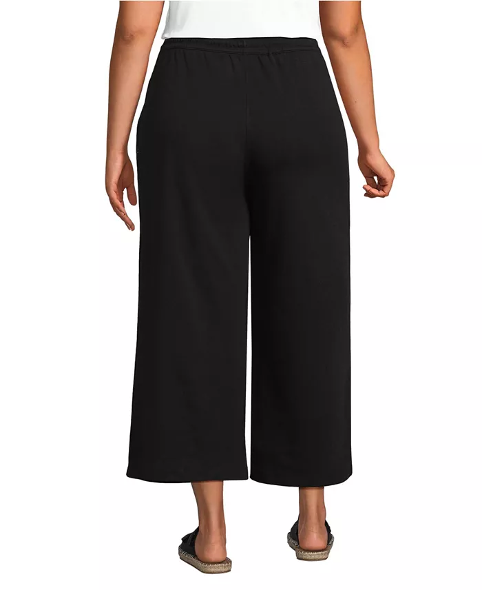 Alfani Lands' End Women's Sport Knit Elastic Waist Wide Leg Crop Pants Women's Fashion Shoes & Accessories