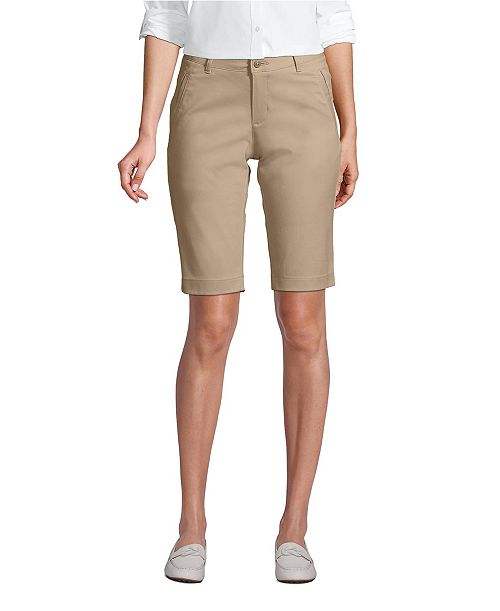 alfani Lands' End Women's Stretch Chino Bermuda Shorts Women's Fashion Shoes & Accessories