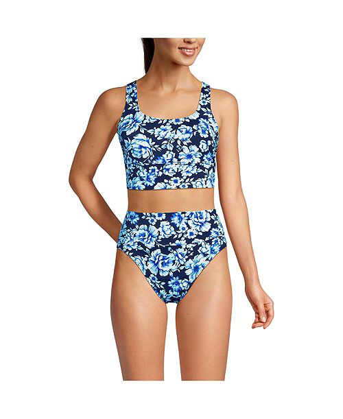 alfani Lands' End Women's Tugless Midkini Top and High Waisted Bottom Swimsuit Set Women's Fashion Shoes & Accessories