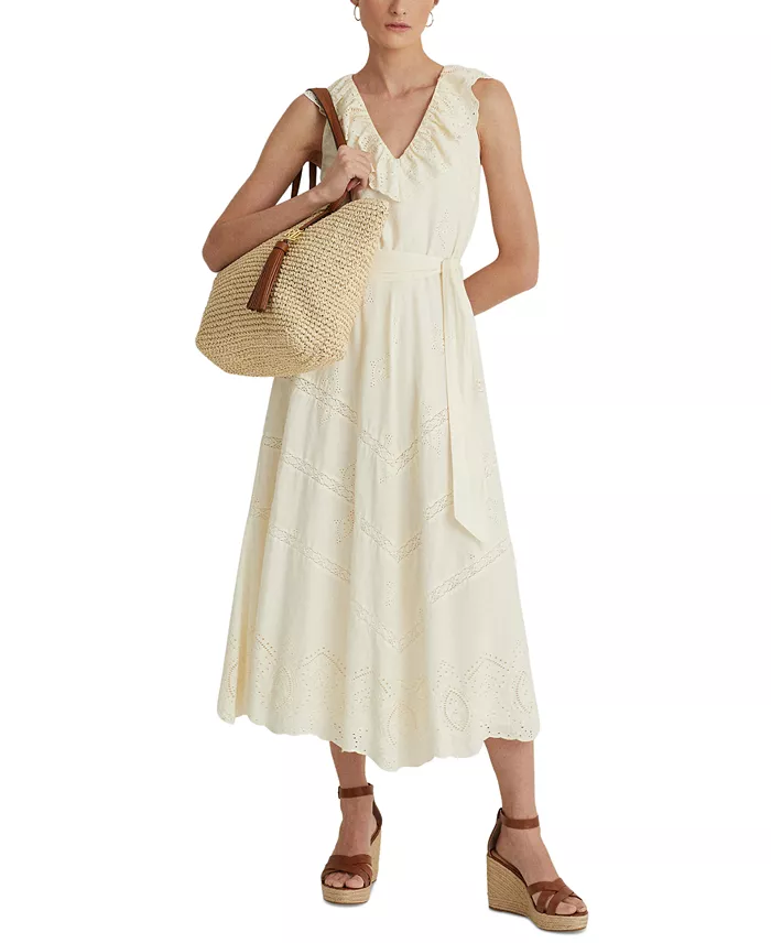 Alfani Lauren Ralph Lauren Crochet-Straw Medium Whitney Tote Handbags Purses & Accessories