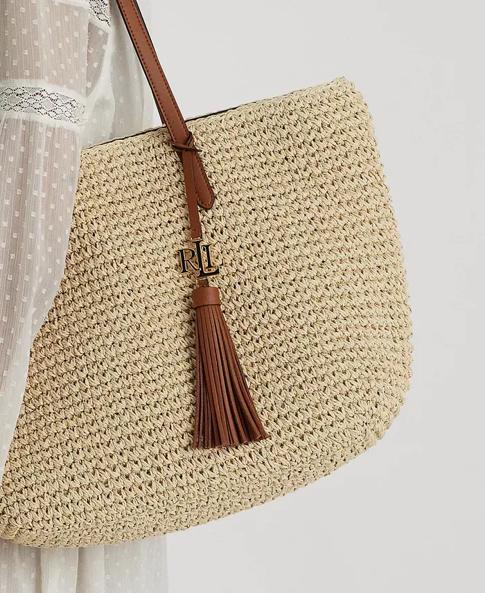 Alfani Lauren Ralph Lauren Crochet-Straw Medium Whitney Tote Handbags Purses & Accessories