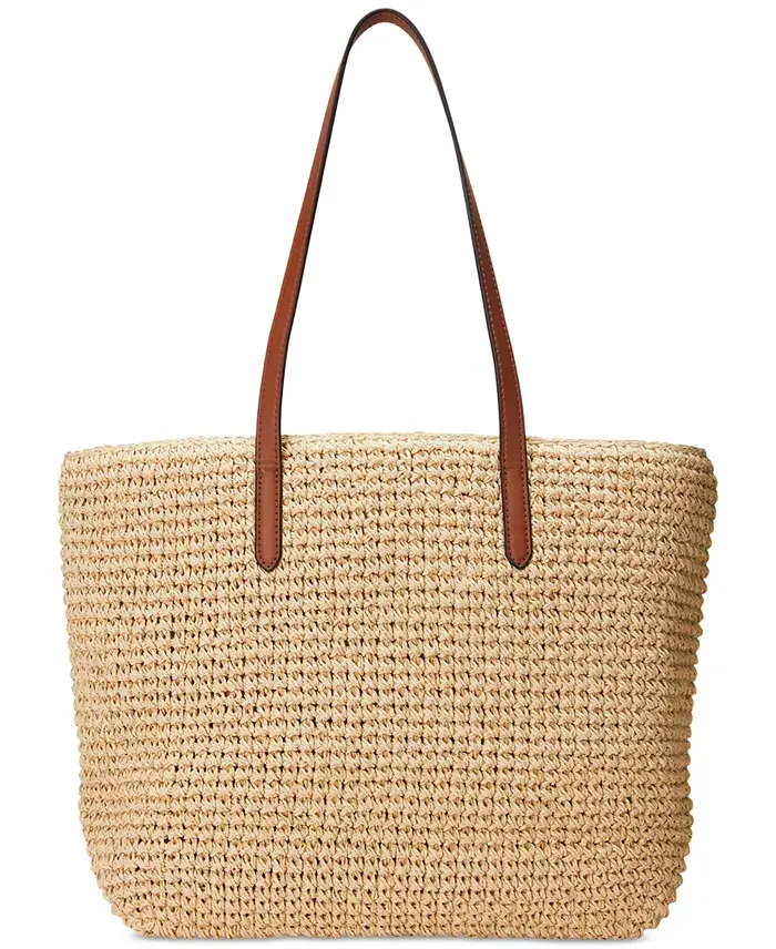Alfani Lauren Ralph Lauren Crochet-Straw Medium Whitney Tote Handbags Purses & Accessories