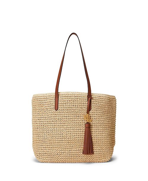 alfani Lauren Ralph Lauren Crochet-Straw Medium Whitney Tote Handbags Purses & Accessories