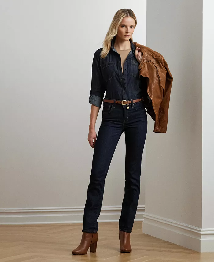 Alfani Lauren Ralph Lauren Denim Shirt Women's Fashion Shoes & Accessories