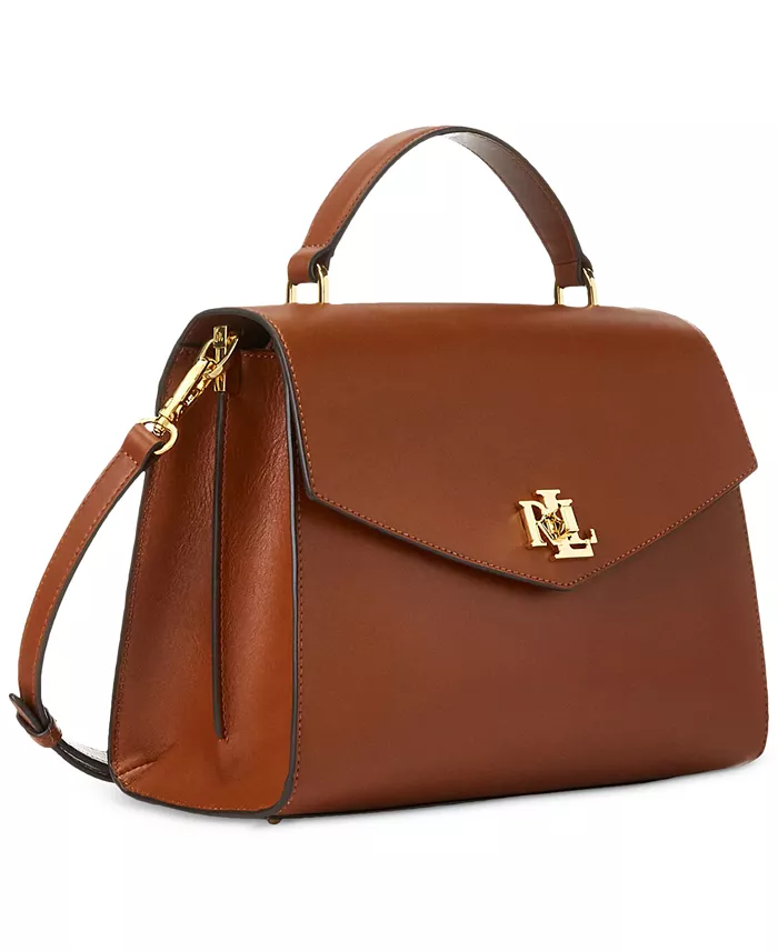 Alfani Lauren Ralph Lauren Farrah Medium Leather Top-Handle Satchel Handbags Purses & Accessories