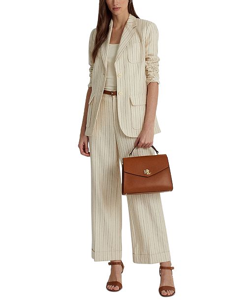 alfani Lauren Ralph Lauren Farrah Medium Leather Top-Handle Satchel Handbags Purses & Accessories