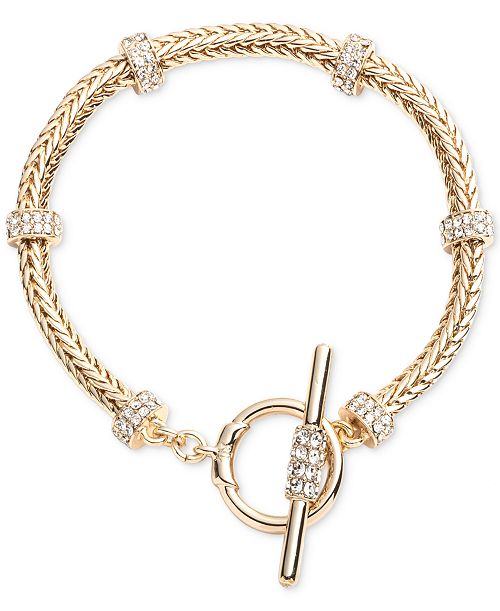 alfani Lauren Ralph Lauren Gold-Tone Crystal Roundell Flex Bracelet Jewelry & Watches