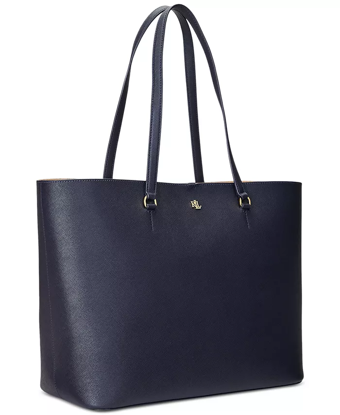 Alfani Lauren Ralph Lauren Karly Crosshatch Leather Large Tote Handbags Purses & Accessories