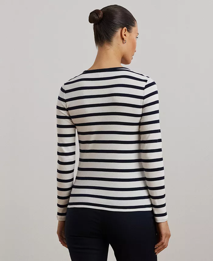 Alfani Lauren Ralph Lauren Long-Sleeve Stretch T-Shirt Women's Fashion Shoes & Accessories