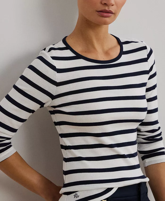 Alfani Lauren Ralph Lauren Long-Sleeve Stretch T-Shirt Women's Fashion Shoes & Accessories
