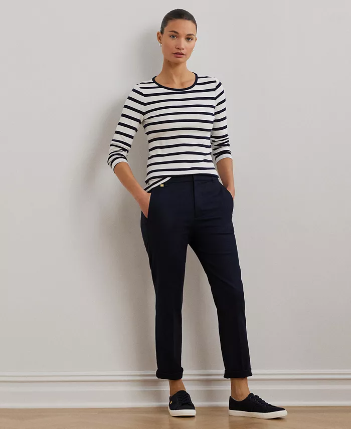 Alfani Lauren Ralph Lauren Long-Sleeve Stretch T-Shirt Women's Fashion Shoes & Accessories