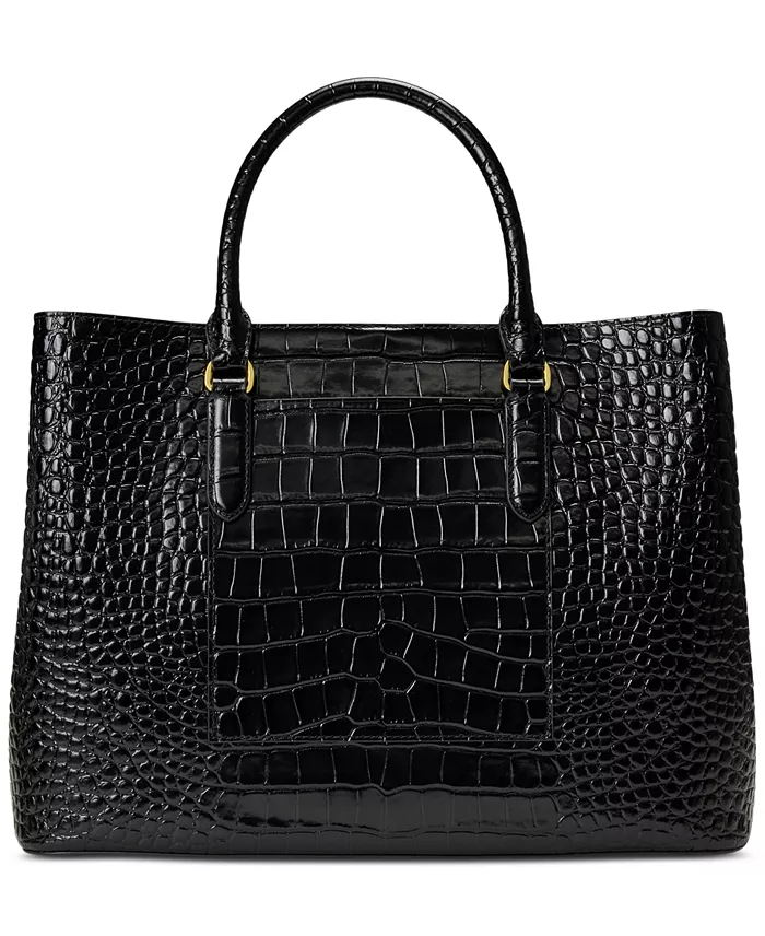 Alfani Lauren Ralph Lauren Marcy Large Embossed Leather Satchel Handbags Purses & Accessories