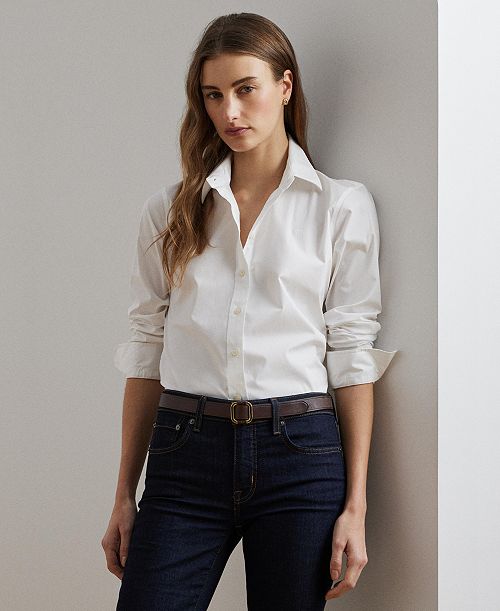 alfani Lauren Ralph Lauren Non-Iron Straight-Fit Shirt Women's Fashion Shoes & Accessories