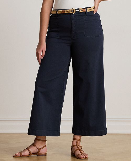 alfani Lauren Ralph Lauren Plus Size Stretch Chino Wide-Leg Cropped Pants Women's Fashion Shoes & Accessories