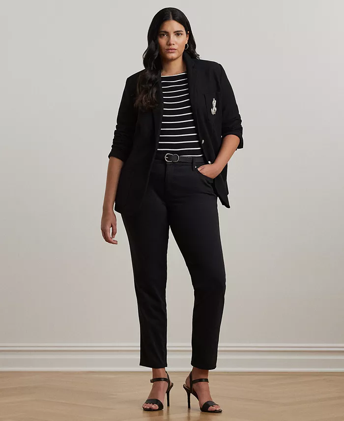 Alfani Lauren Ralph Lauren Plus Size Striped Cotton Boatneck T-Shirt Women's Fashion Shoes & Accessories